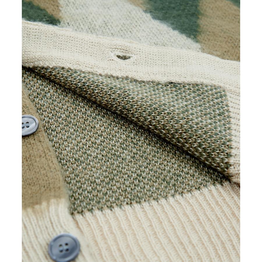 モヘアタッチ総柄カーディガン メンズ モヘア アーガイル Vネック 起毛 カーディガン ビッグシルエット オーバーサイズ | improves | 13