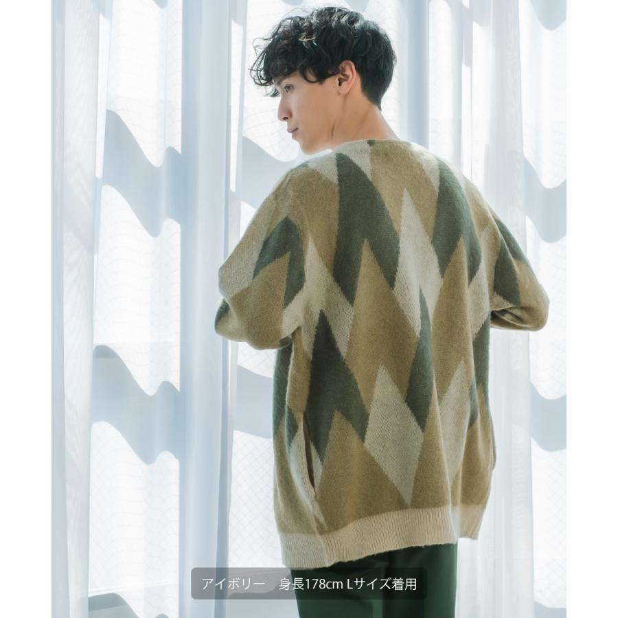 improves（インプローブス） モヘアタッチ総柄カーディガン メンズ