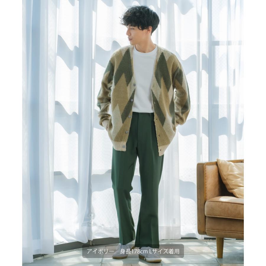 モヘアタッチ総柄カーディガン メンズ モヘア アーガイル Vネック 起毛 カーディガン ビッグシルエット オーバーサイズ | improves | 05
