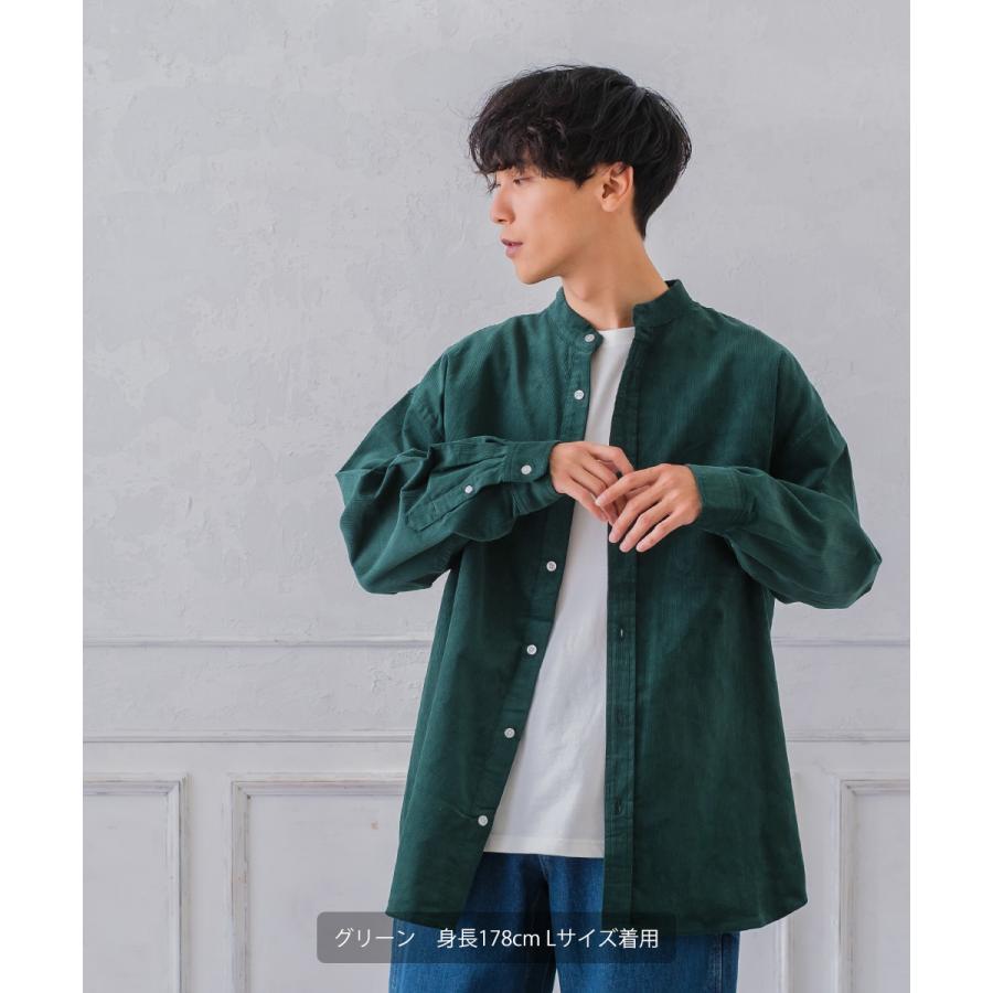 シャツ メンズ コーデュロイ バンドカラー ビッグシルエット オーバーサイズ ゆったり 大きいサイズ | improves | 11