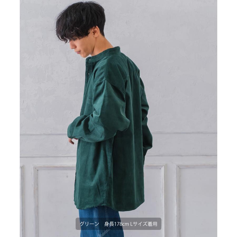 シャツ メンズ コーデュロイ バンドカラー ビッグシルエット オーバーサイズ ゆったり 大きいサイズ | improves | 12