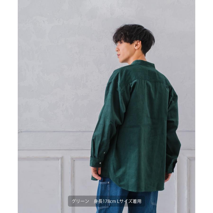 シャツ メンズ コーデュロイ バンドカラー ビッグシルエット オーバーサイズ ゆったり 大きいサイズ | improves | 13