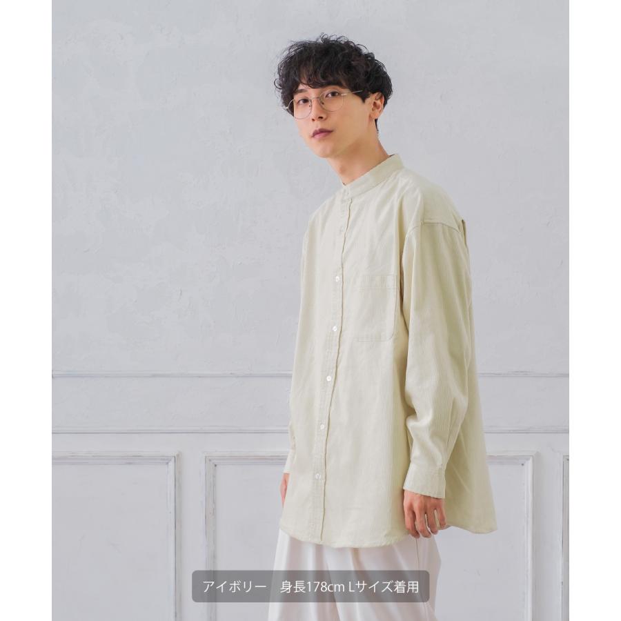 シャツ メンズ コーデュロイ バンドカラー ビッグシルエット オーバーサイズ ゆったり 大きいサイズ | improves | 02