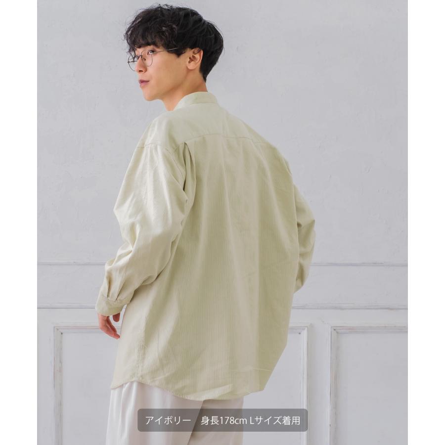シャツ メンズ コーデュロイ バンドカラー ビッグシルエット オーバーサイズ ゆったり 大きいサイズ | improves | 03