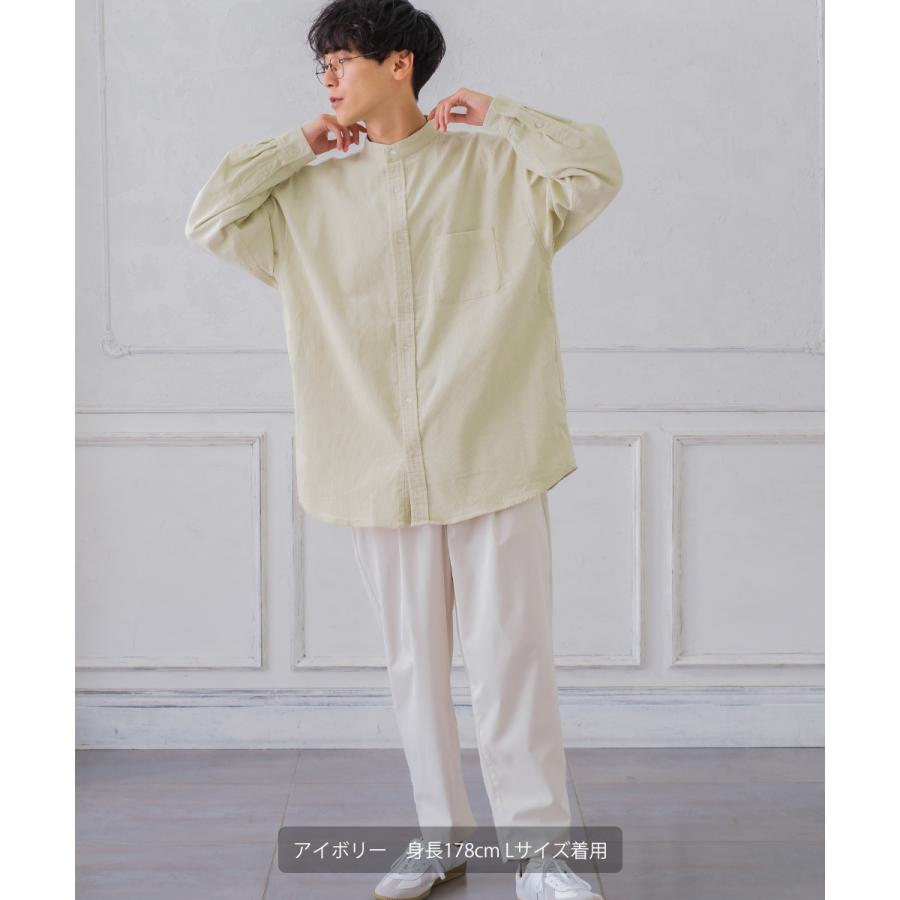 シャツ メンズ コーデュロイ バンドカラー ビッグシルエット オーバーサイズ ゆったり 大きいサイズ | improves | 04