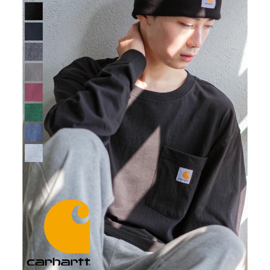 Carhartt カーハート ロンT メンズ 長袖Tシャツ 胸ポケット クルーネック ブランド ロゴ ポケット カットソー ホワイト ブラック グリーン ワイン ブルー | Carhartt