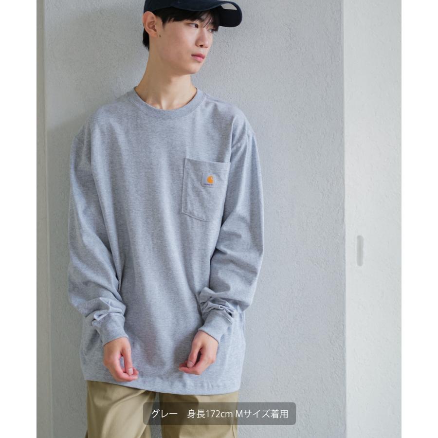 Carhartt カーハート ロンT メンズ 長袖Tシャツ 胸ポケット クルーネック ブランド ロゴ ポケット カットソー ホワイト ブラック グリーン ワイン ブルー | Carhartt | 11