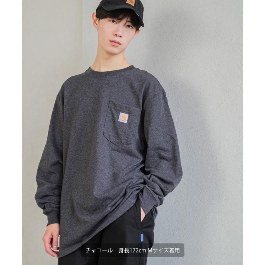 Carhartt カーハート ロンT メンズ 長袖Tシャツ 胸ポケット クルーネック ブランド ロゴ ポケット カットソー ホワイト ブラック グリーン ワイン ブルー | Carhartt | 13