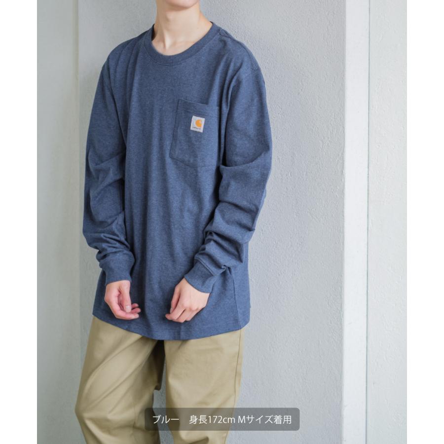 Carhartt カーハート ロンT メンズ 長袖Tシャツ 胸ポケット クルーネック ブランド ロゴ ポケット カットソー ホワイト ブラック グリーン ワイン ブルー | Carhartt | 17
