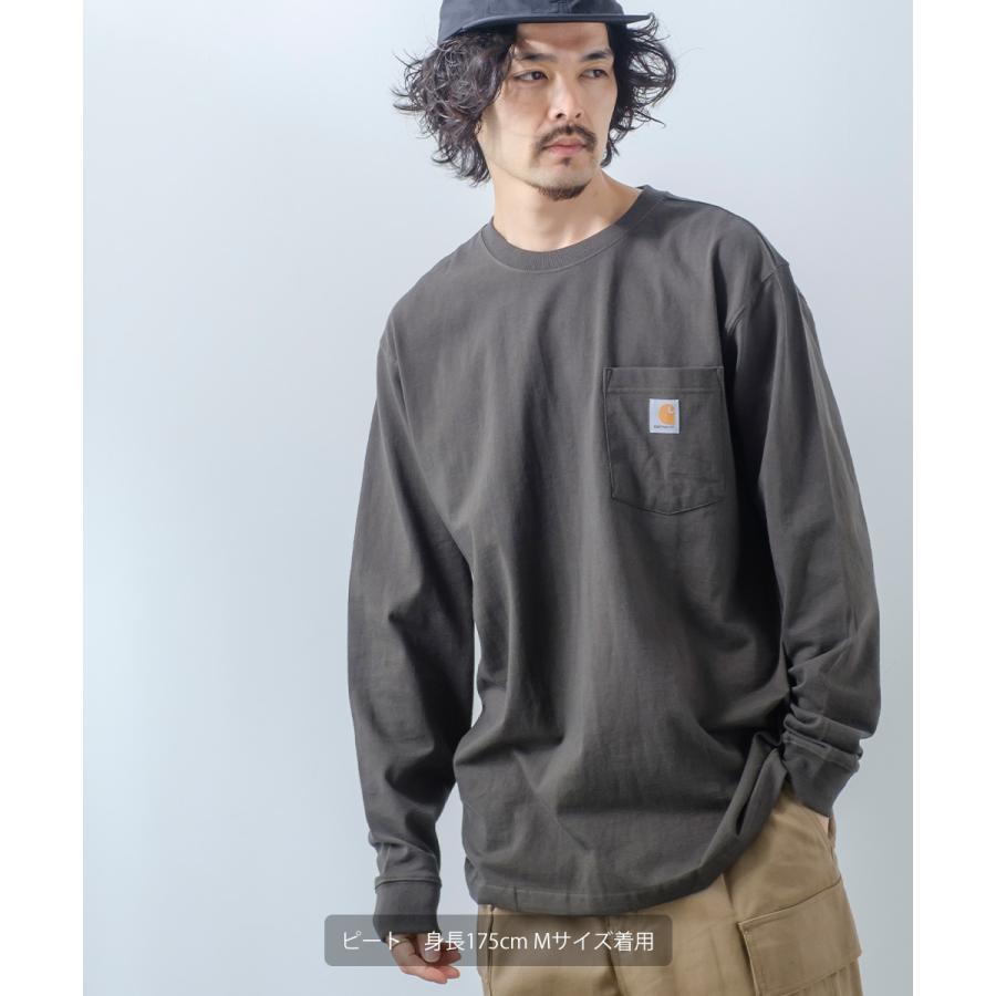 Carhartt カーハート ロンT メンズ 長袖Tシャツ 胸ポケット クルーネック ブランド ロゴ ポケット カットソー ホワイト ブラック グリーン ワイン ブルー | Carhartt | 03