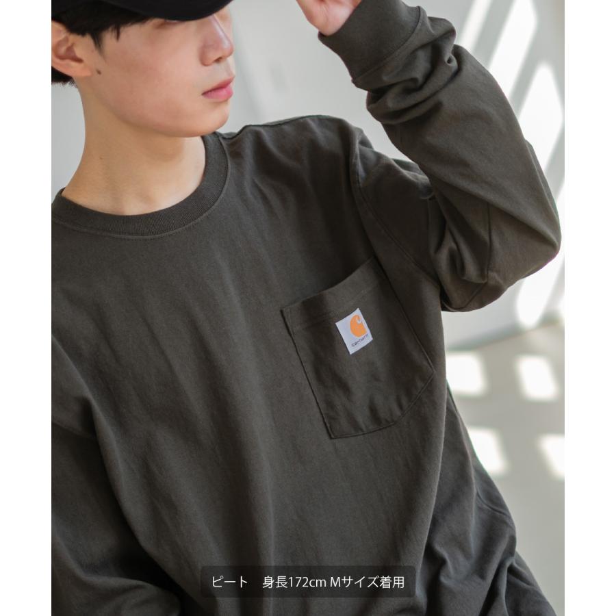 Carhartt カーハート ロンT メンズ 長袖Tシャツ 胸ポケット クルーネック ブランド ロゴ ポケット カットソー ホワイト ブラック グリーン ワイン ブルー | Carhartt | 05