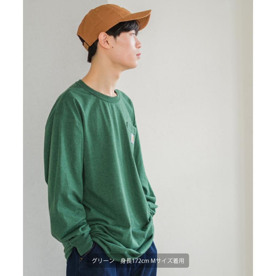 Carhartt カーハート ロンT メンズ 長袖Tシャツ 胸ポケット クルーネック ブランド ロゴ ポケット カットソー ホワイト ブラック グリーン ワイン ブルー | Carhartt | 07