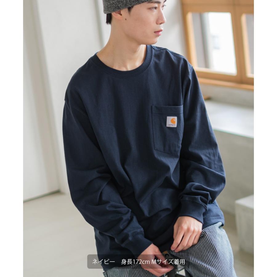Carhartt カーハート ロンT メンズ 長袖Tシャツ 胸ポケット クルーネック ブランド ロゴ ポケット カットソー ホワイト ブラック グリーン ワイン ブルー | Carhartt | 09