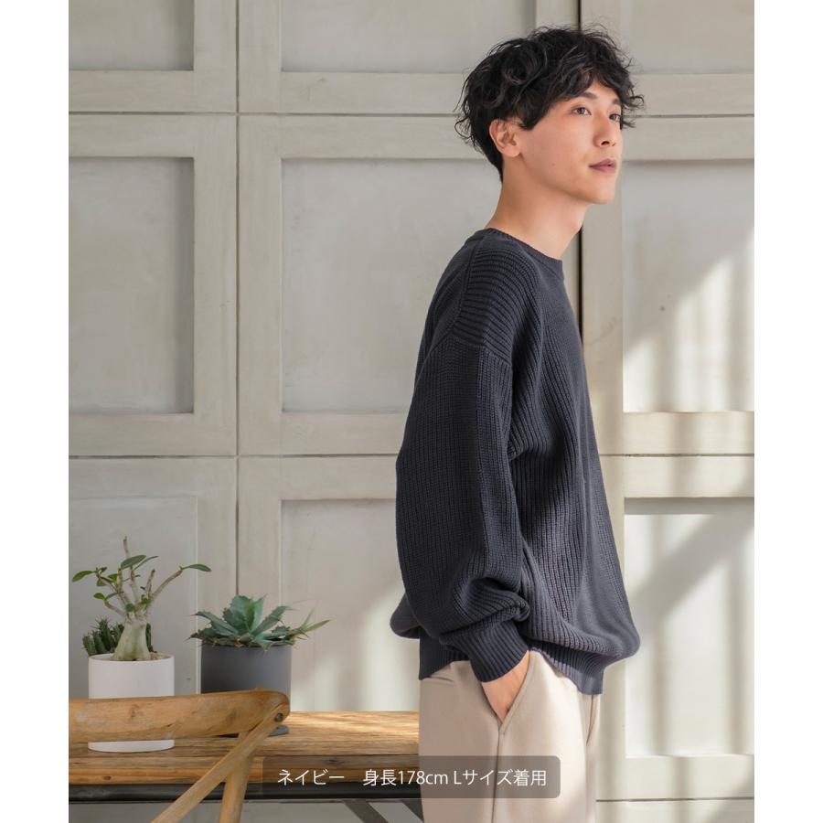 オーバーサイズニットセーター メンズ ハイバルキー片畔 コクーンシルエット クルーネック ビッグシルエット 大きいサイズ | improves | 17