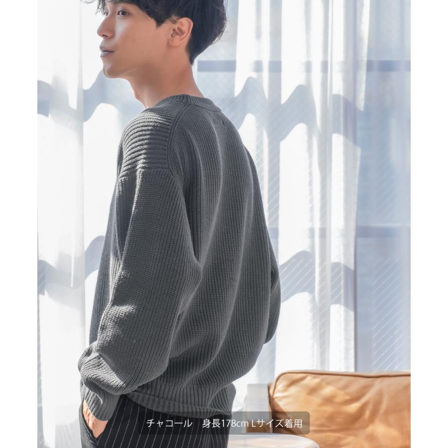 オーバーサイズニットセーター メンズ ハイバルキー片畔 コクーンシルエット クルーネック ビッグシルエット 大きいサイズ | improves | 05