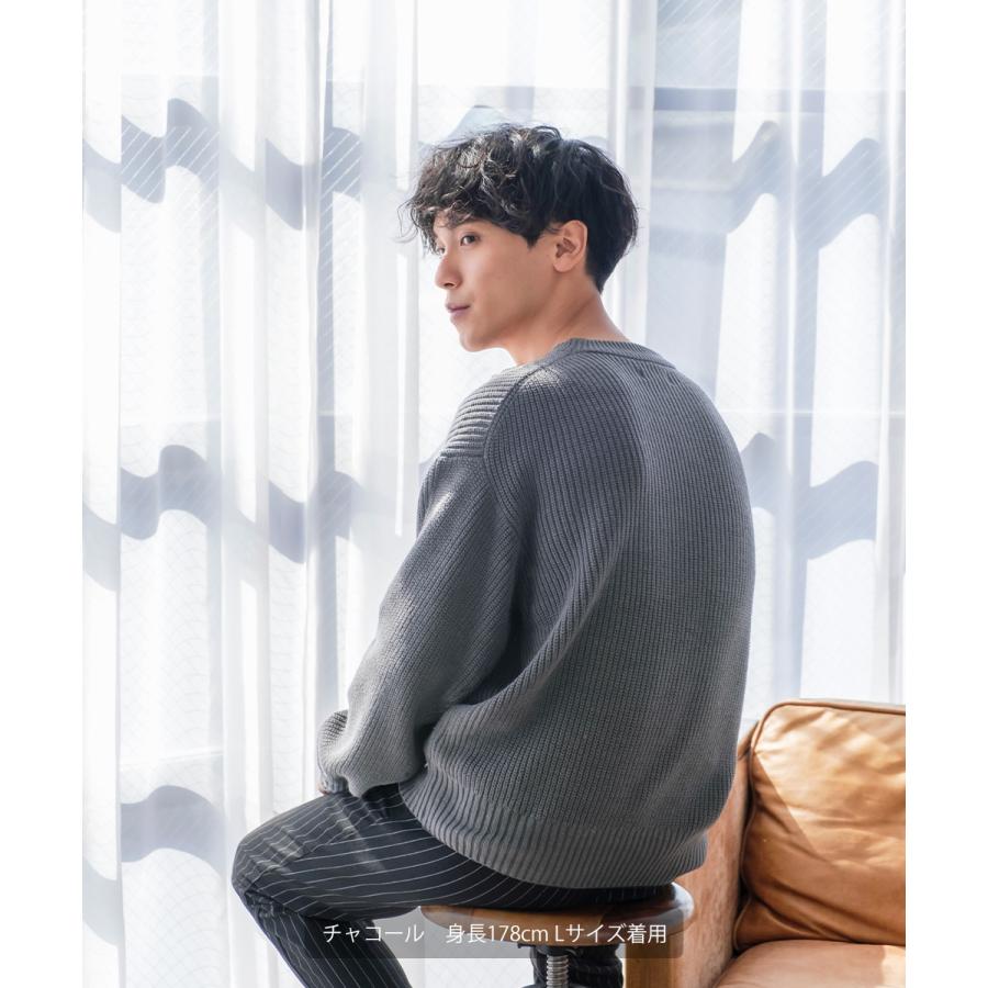 オーバーサイズニットセーター メンズ ハイバルキー片畔 コクーンシルエット クルーネック ビッグシルエット 大きいサイズ | improves | 06