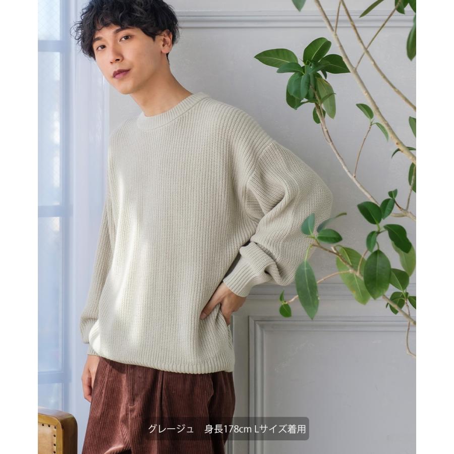オーバーサイズニットセーター メンズ ハイバルキー片畔 コクーンシルエット クルーネック ビッグシルエット 大きいサイズ | improves | 07
