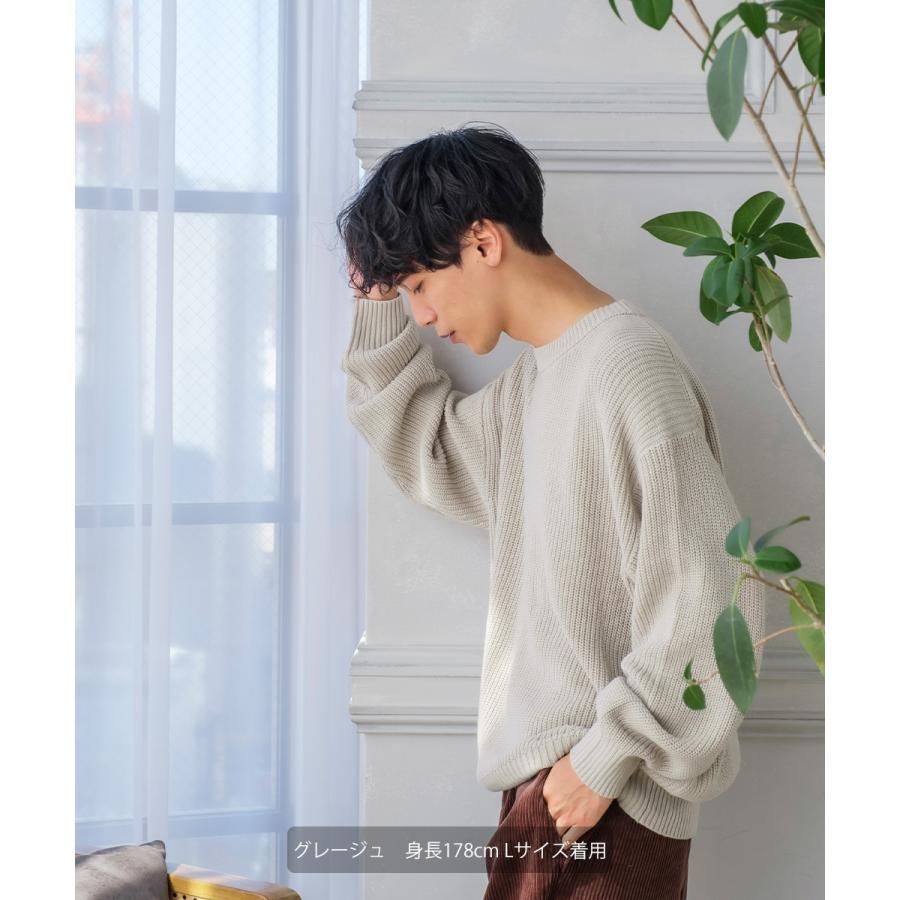 オーバーサイズニットセーター メンズ ハイバルキー片畔 コクーンシルエット クルーネック ビッグシルエット 大きいサイズ | improves | 08