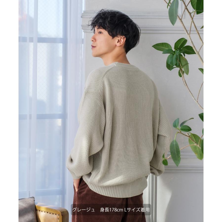 オーバーサイズニットセーター メンズ ハイバルキー片畔 コクーンシルエット クルーネック ビッグシルエット 大きいサイズ | improves | 09