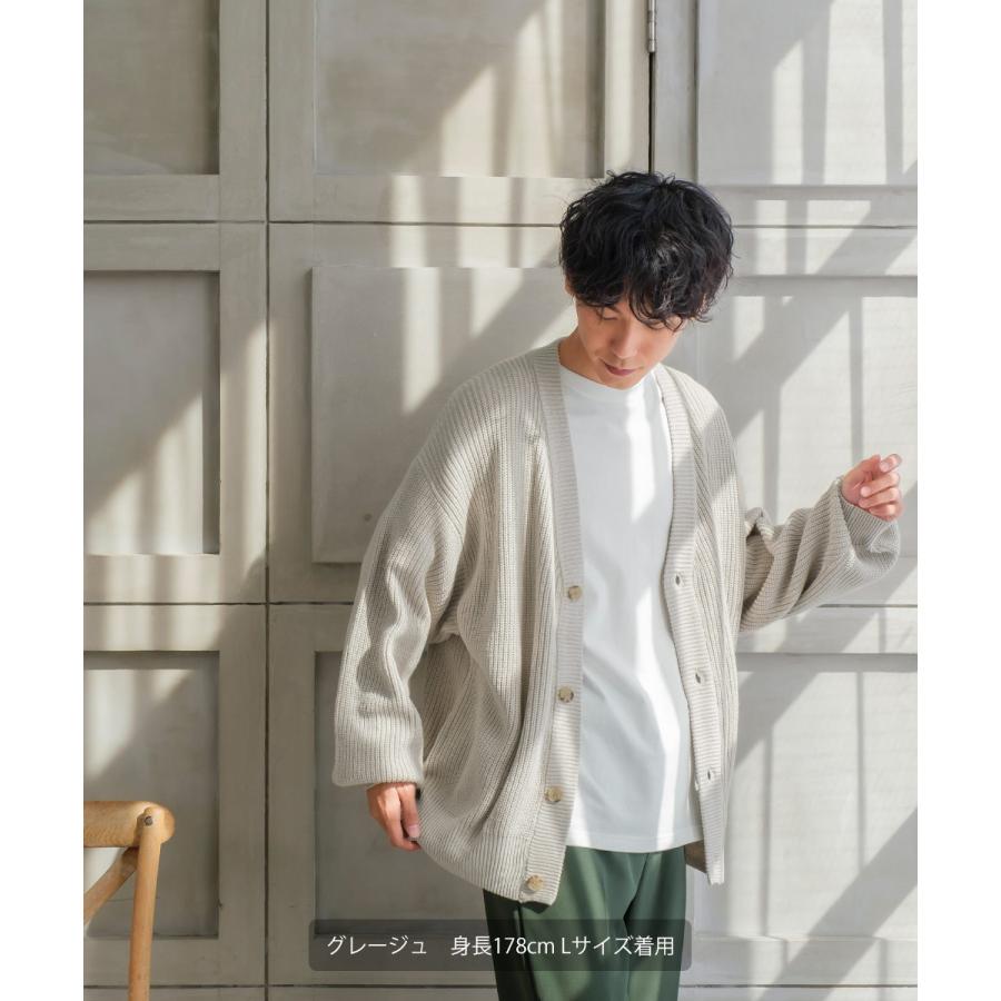 ニット カーディガン メンズ オーバーサイズ ハイバルキー片畔 コクーンシルエット Vネック ビッグシルエット 大きいサイズ | improves | 08