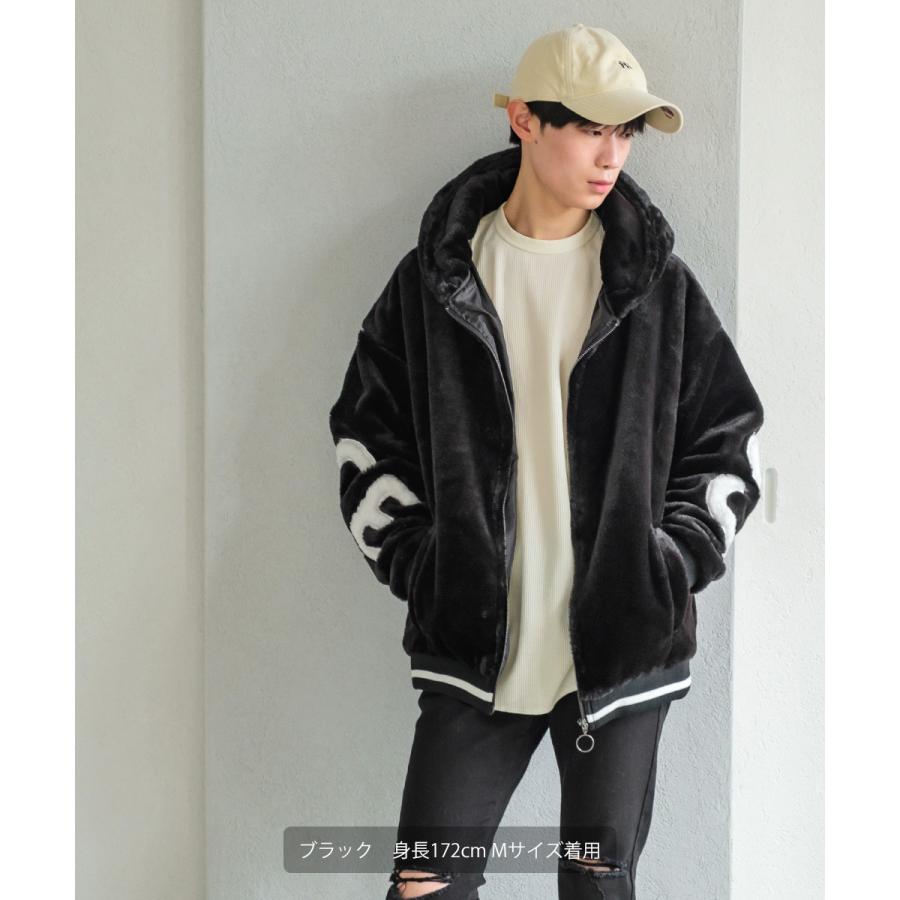 フードファージャケット メンズ バックロゴ パーカージャケット オーバーサイズ ビッグシルエット 大きいサイズ ゆったり | improves | 05