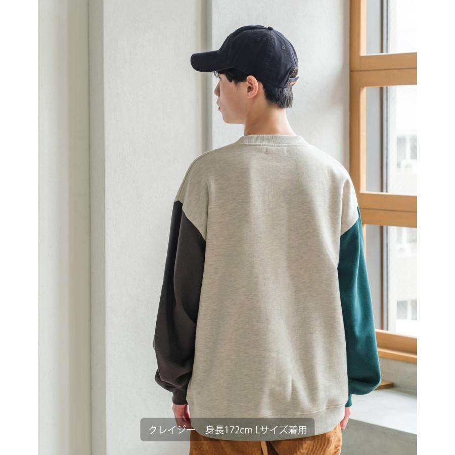 ワンポイントトレーナー メンズ クマ マスコット 刺繍 ワッペン