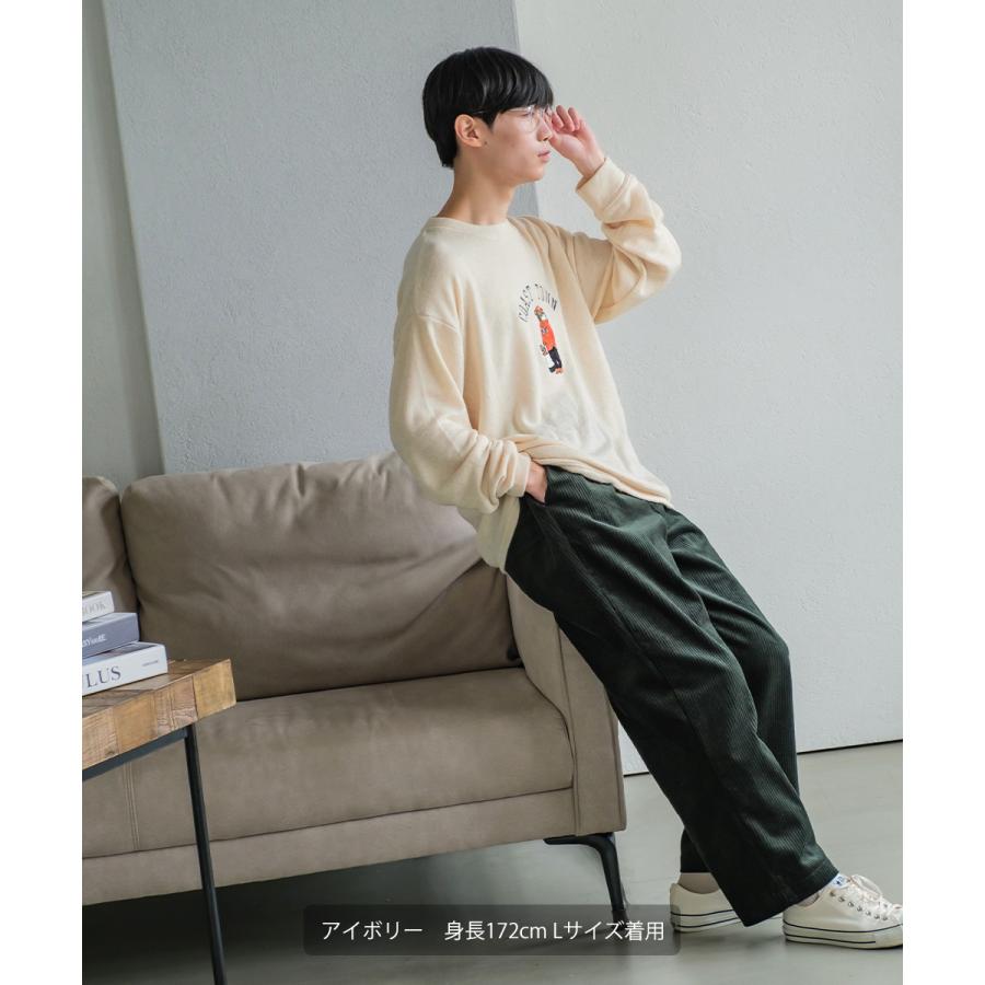 サガラ刺繍ニットソー メンズ アニマルベア刺繍 ニット クルーネック 長袖 オーバーサイズ ゆったり アメカジ カジュアル | improves | 04