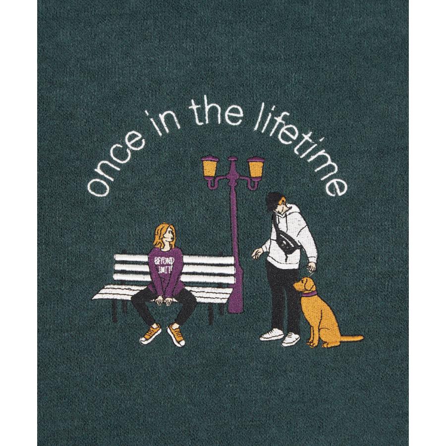 ニット メンズ サガラ刺繍ニットソー キャラクター刺繍 クルーネック 長袖 オーバーサイズ ゆったり アメカジ カジュアル | improves | 17