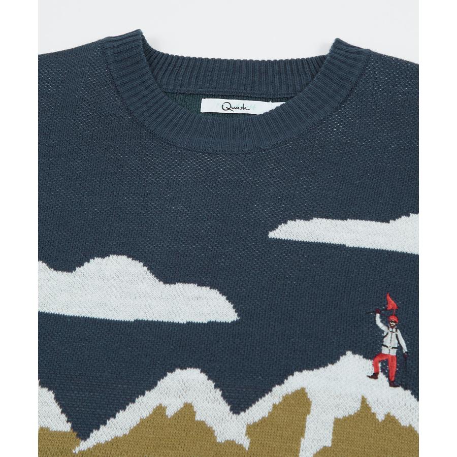 ヒト刺繍 ダブルジャガードニット セーター メンズ 長袖 クルーネック イラストタッチ レトロ 古着風 オーバーサイズ 大きいサイズ ゆったり 韓国ファッション | improves | 10