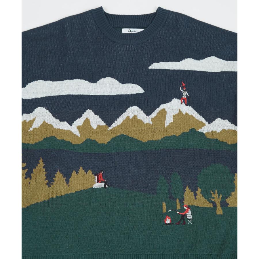 ヒト刺繍 ダブルジャガードニット セーター メンズ 長袖 クルーネック イラストタッチ レトロ 古着風 オーバーサイズ 大きいサイズ ゆったり 韓国ファッション | improves | 11