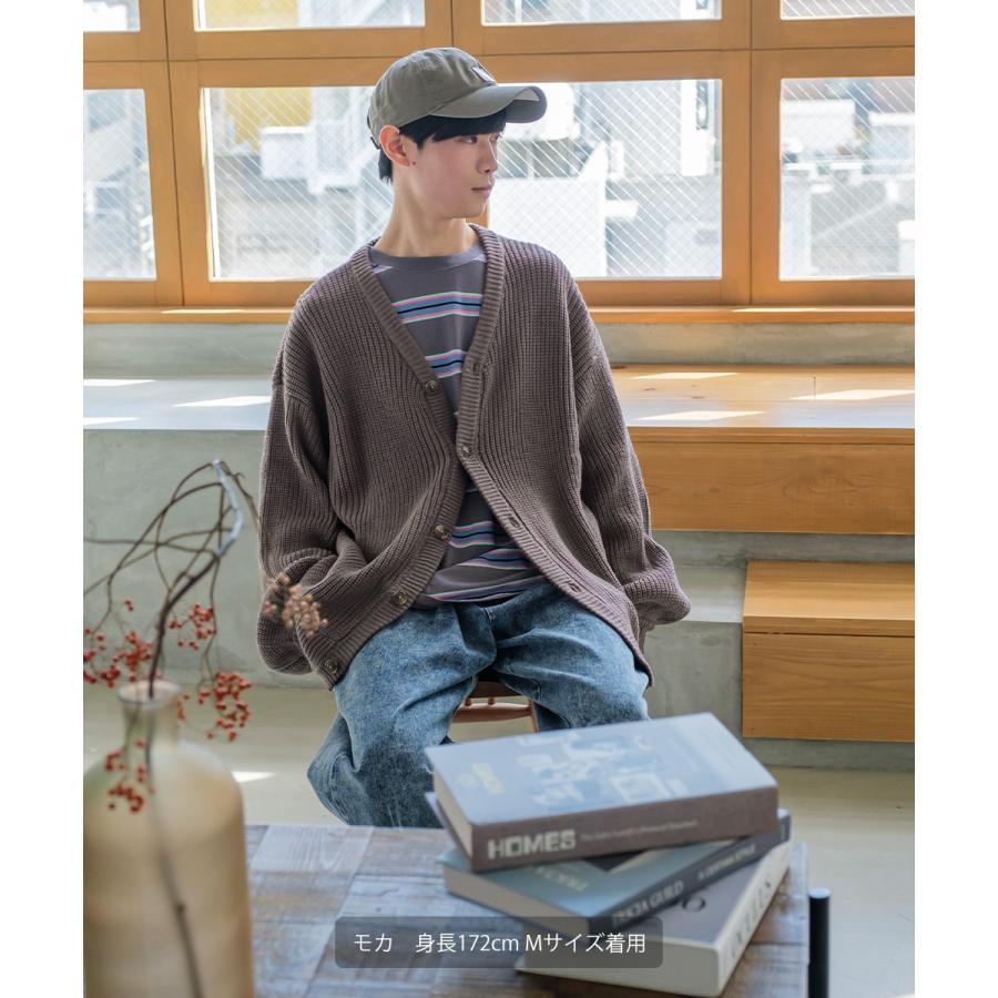 アクリルバルキー畔ニット バルーンスリーブ Vネック カーディガン メンズ チャンキーニット 無地 オーバーサイズ 大きいサイズ ゆったり 韓国ファッション | improves | 11