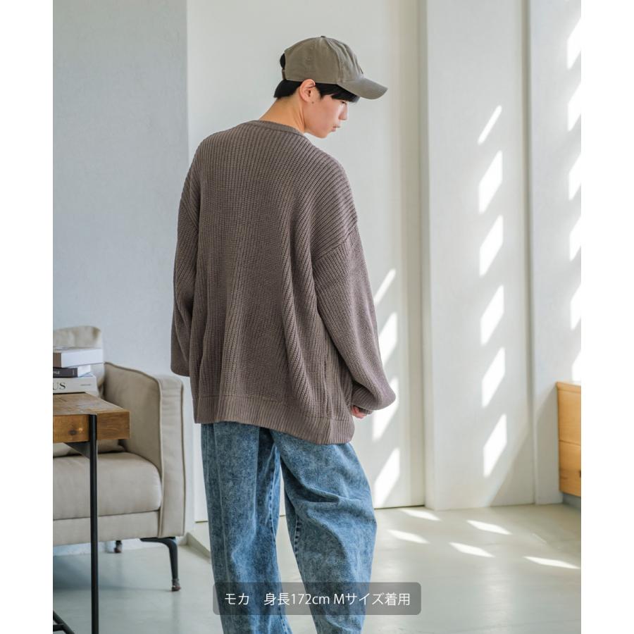 アクリルバルキー畔ニット バルーンスリーブ Vネック カーディガン メンズ チャンキーニット 無地 オーバーサイズ 大きいサイズ ゆったり 韓国ファッション | improves | 12