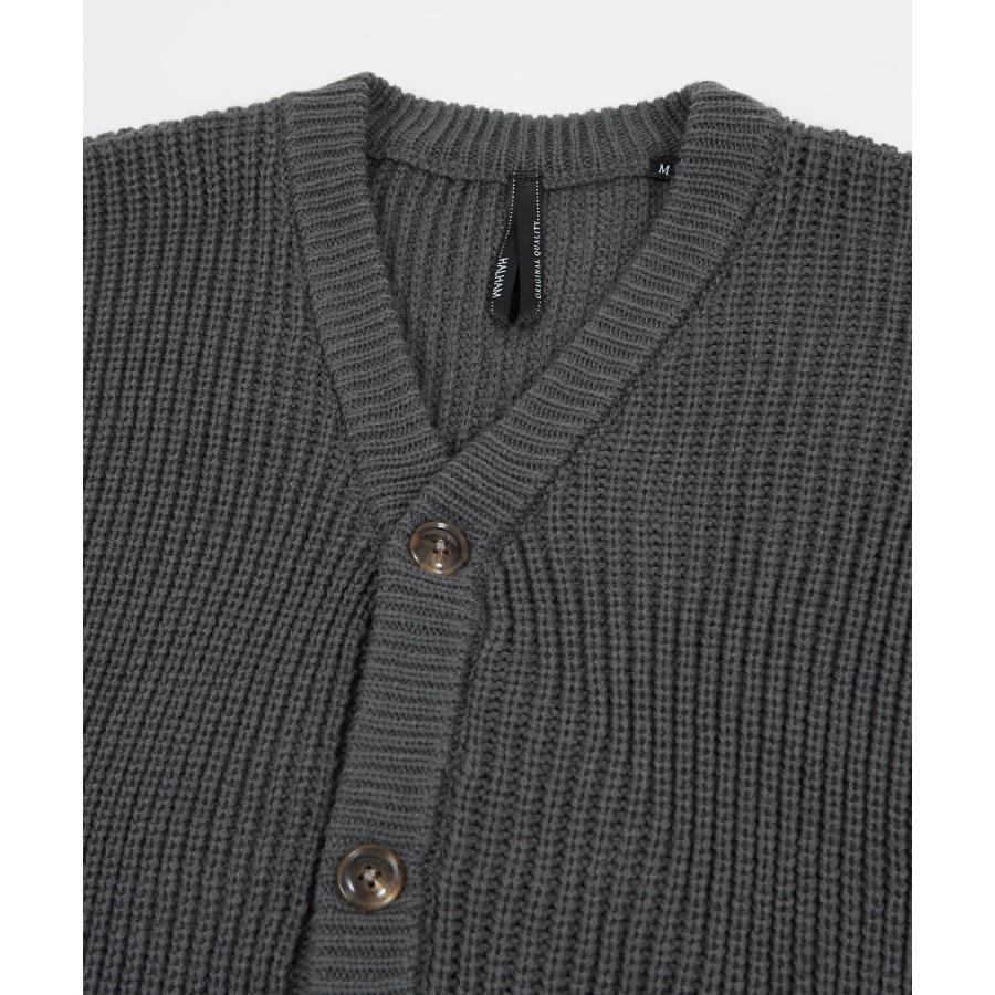 アクリルバルキー畔ニット バルーンスリーブ Vネック カーディガン メンズ チャンキーニット 無地 オーバーサイズ 大きいサイズ ゆったり 韓国ファッション | improves | 16