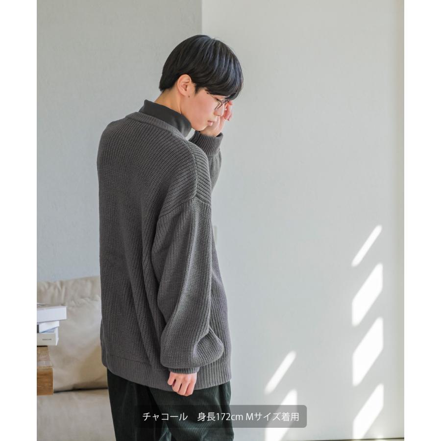 improves アクリルバルキー畔ニット バルーンスリーブ Vネック