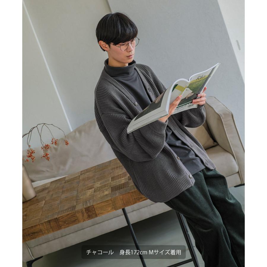 アクリルバルキー畔ニット バルーンスリーブ Vネック カーディガン メンズ チャンキーニット 無地 オーバーサイズ 大きいサイズ ゆったり 韓国ファッション | improves | 08