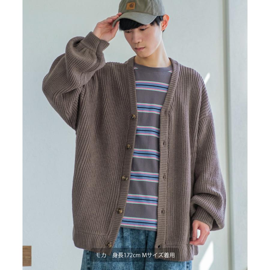 アクリルバルキー畔ニット バルーンスリーブ Vネック カーディガン メンズ チャンキーニット 無地 オーバーサイズ 大きいサイズ ゆったり 韓国ファッション | improves | 09