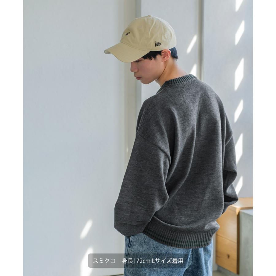 カレッジロゴ ダブルジャガードニット セーター メンズ クルーネック 袖ロゴ 刺繍 オーバーサイズ 大きいサイズ ゆったり 韓国ファッション カジュアル アメカジ | improves | 10