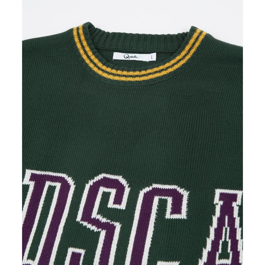 カレッジロゴ ダブルジャガードニット セーター メンズ クルーネック 袖ロゴ 刺繍 オーバーサイズ 大きいサイズ ゆったり 韓国ファッション カジュアル アメカジ | improves | 12