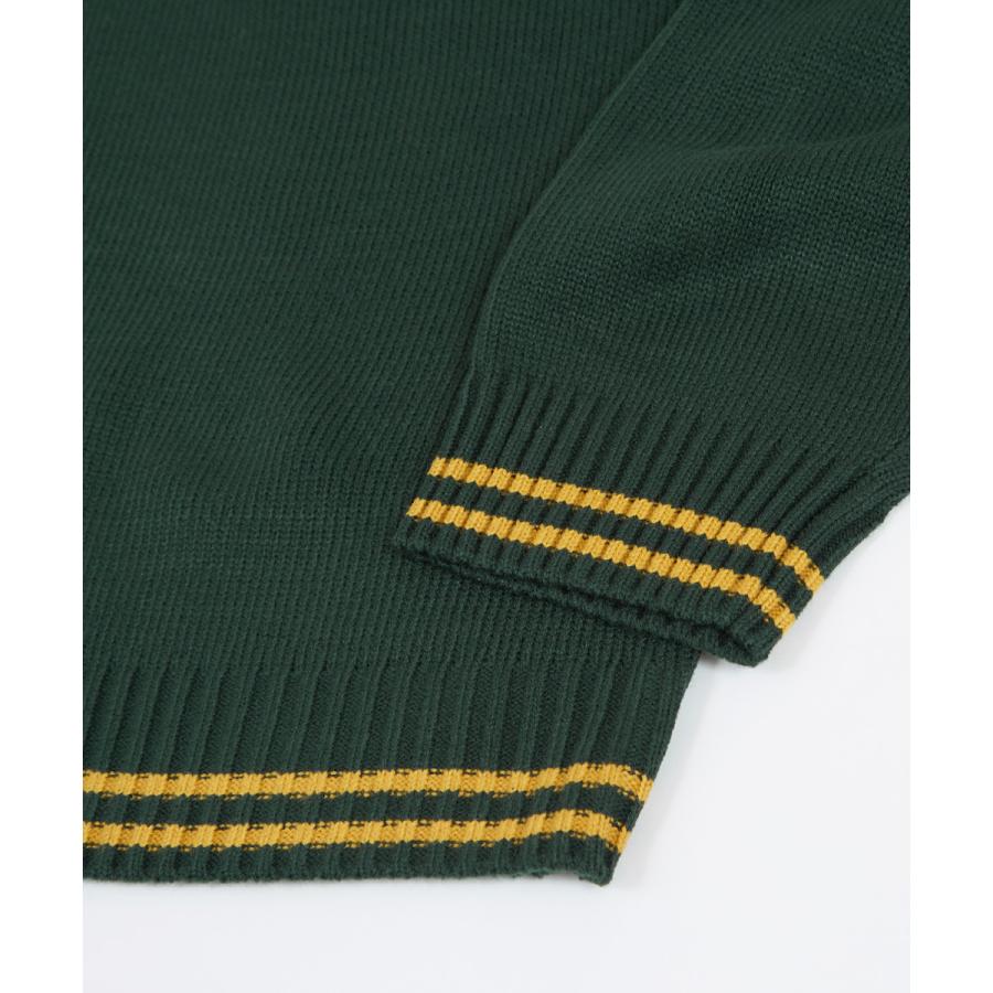 カレッジロゴ ダブルジャガードニット セーター メンズ クルーネック 袖ロゴ 刺繍 オーバーサイズ 大きいサイズ ゆったり 韓国ファッション カジュアル アメカジ | improves | 14