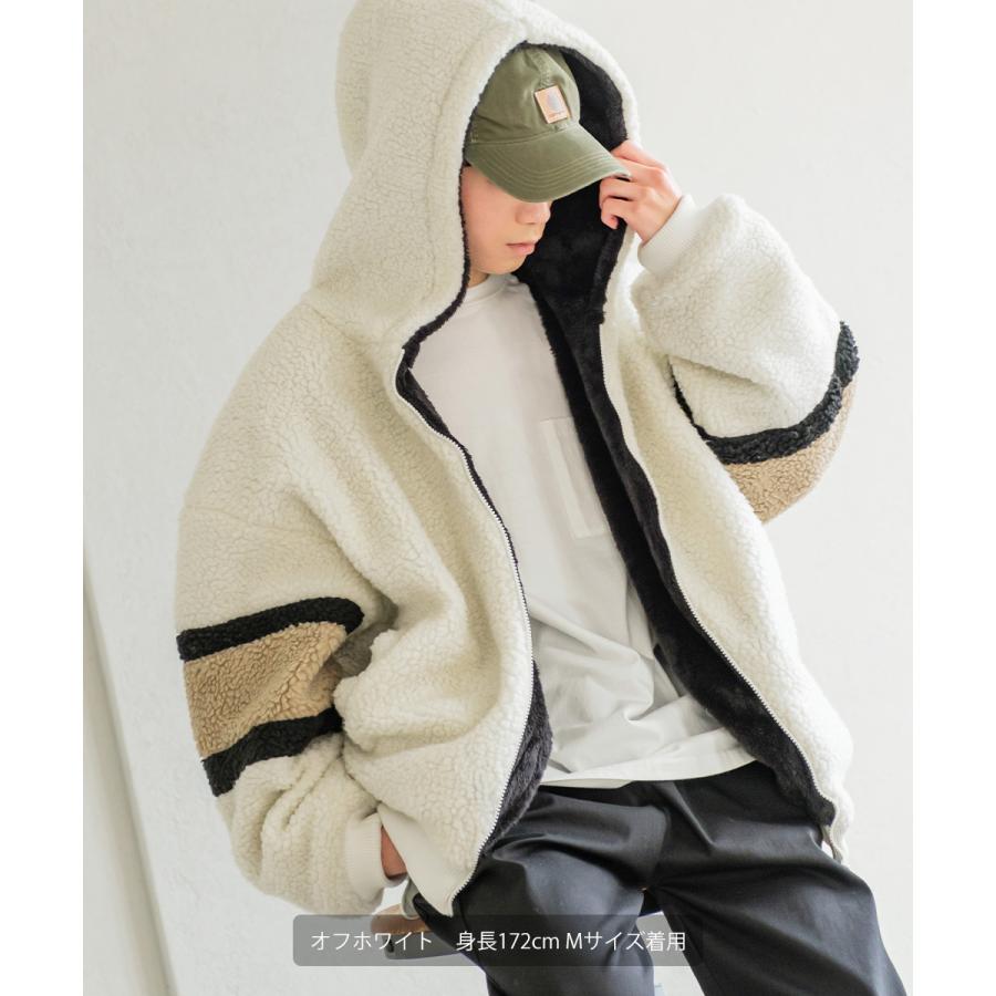 アームライン 裏シャギー ボアブルゾン メンズ ジャケット ジップパーカー ファー ボアフリース もこもこ ビッグシルエット オーバーサイズ ゆったり | improves | 01