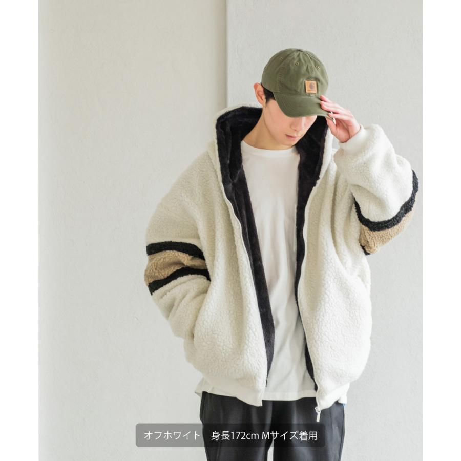 アームライン 裏シャギー ボアブルゾン メンズ ジャケット ジップパーカー ファー ボアフリース もこもこ ビッグシルエット オーバーサイズ ゆったり | improves | 02