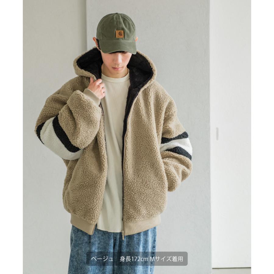 アームライン 裏シャギー ボアブルゾン メンズ ジャケット ジップパーカー ファー ボアフリース もこもこ ビッグシルエット オーバーサイズ ゆったり | improves | 05