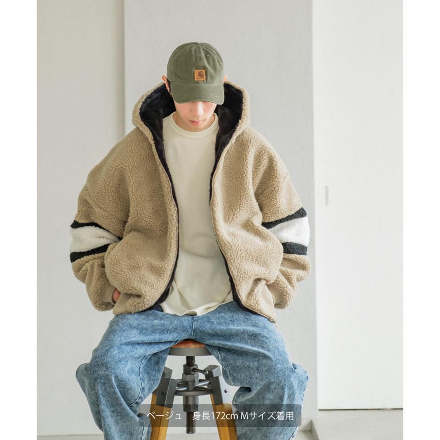 アームライン 裏シャギー ボアブルゾン メンズ ジャケット ジップパーカー ファー ボアフリース もこもこ ビッグシルエット オーバーサイズ ゆったり | improves | 07