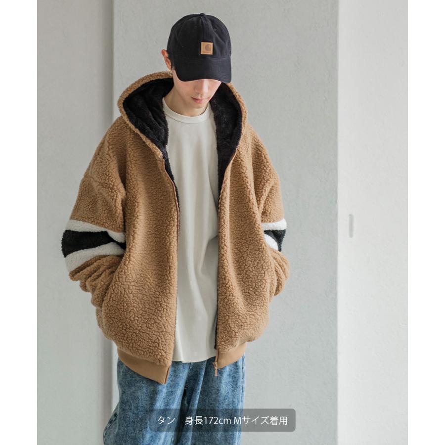 アームライン 裏シャギー ボアブルゾン メンズ ジャケット ジップパーカー ファー ボアフリース もこもこ ビッグシルエット オーバーサイズ ゆったり | improves | 09