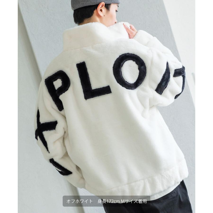 バックロゴ ファーブルゾン メンズ ジャケット ビッグシルエット オーバーサイズ 大きいサイズ ゆったり ドロップショルダー アウター 韓国 ブラック | improves | 01