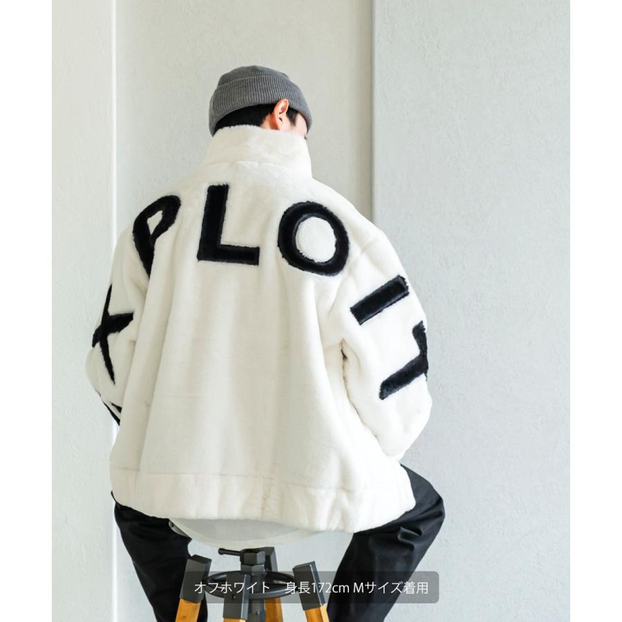 バックロゴ ファーブルゾン メンズ ジャケット ビッグシルエット オーバーサイズ 大きいサイズ ゆったり ドロップショルダー アウター 韓国 ブラック | improves | 05