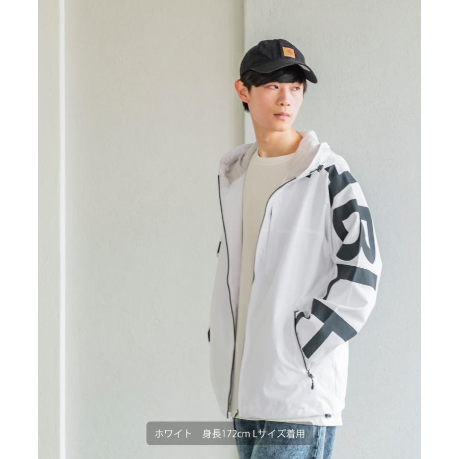 袖ロゴプリントフードブルゾン メンズ 防風 防水 ウインドブレーカー パーカー ジャケット ビッグシルエット オーバーサイズ 大きいサイズ 韓国ファッション | improves | 02