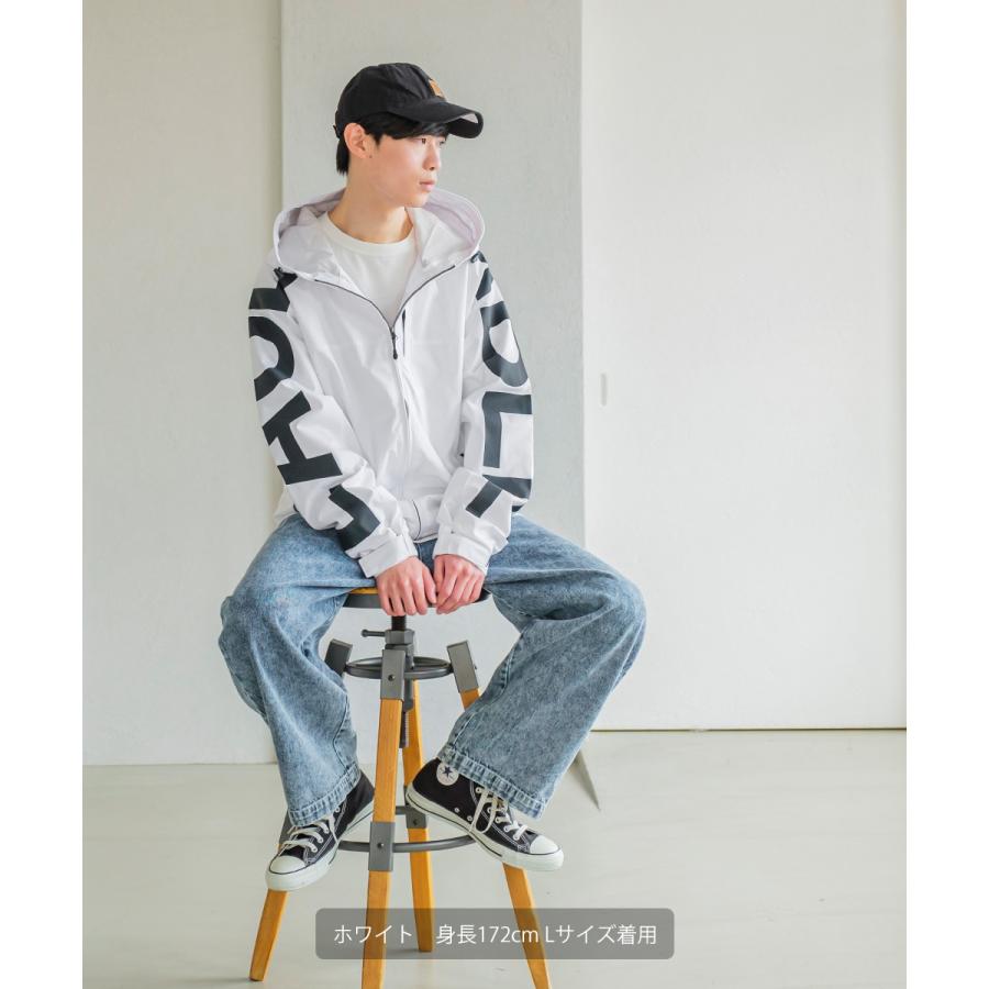 袖ロゴプリントフードブルゾン メンズ 防風 防水 ウインドブレーカー パーカー ジャケット ビッグシルエット オーバーサイズ 大きいサイズ 韓国ファッション | improves | 05