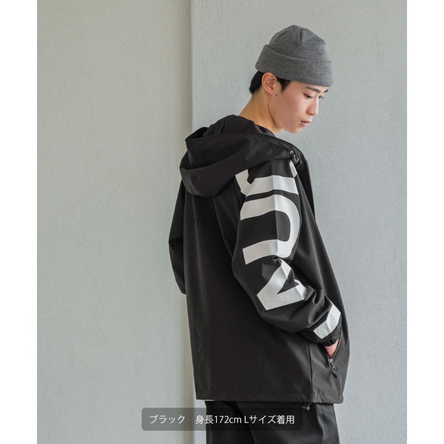 袖ロゴプリントフードブルゾン メンズ 防風 防水 ウインドブレーカー パーカー ジャケット ビッグシルエット オーバーサイズ 大きいサイズ 韓国ファッション | improves | 08