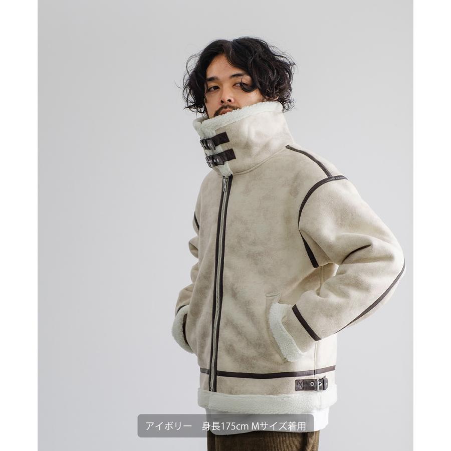 ムートンB-3フライトジャケット メンズ フェイクムートン ブルゾン ミリタリー ビッグシルエット オーバーサイズ 大きいサイズ ゆったり ドロップショルダー | improves | 05